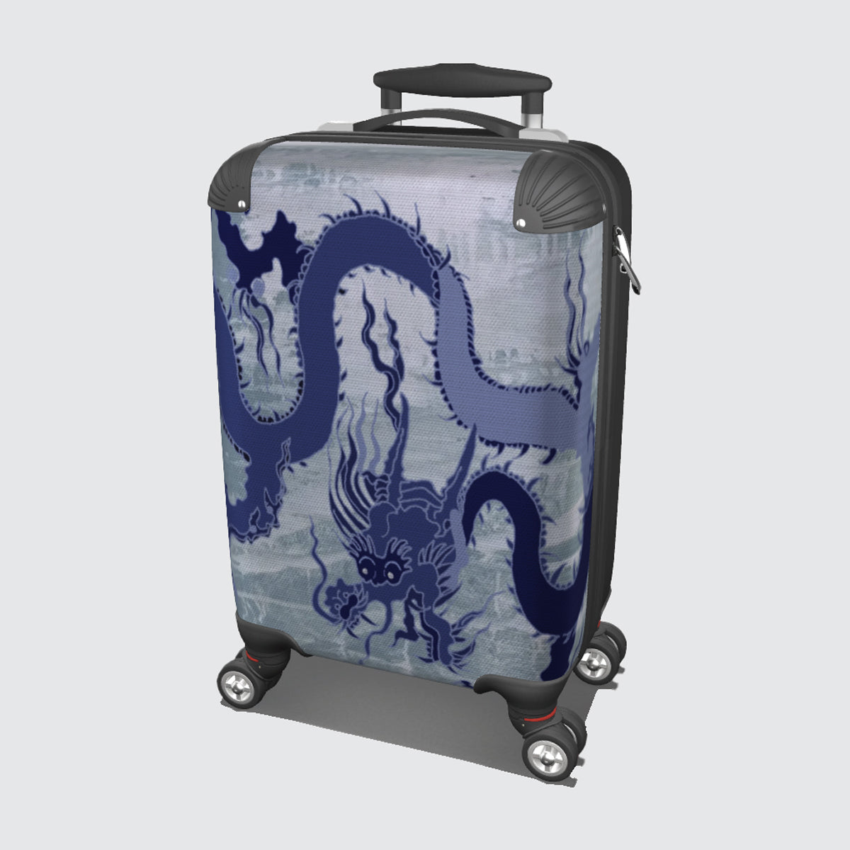 Suitcase - Small Cabin 45cm - Blue Dragon on Light Background