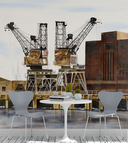 Wallpaper Mural of the Battersea Power Station Cranes - £50 per sq metre.