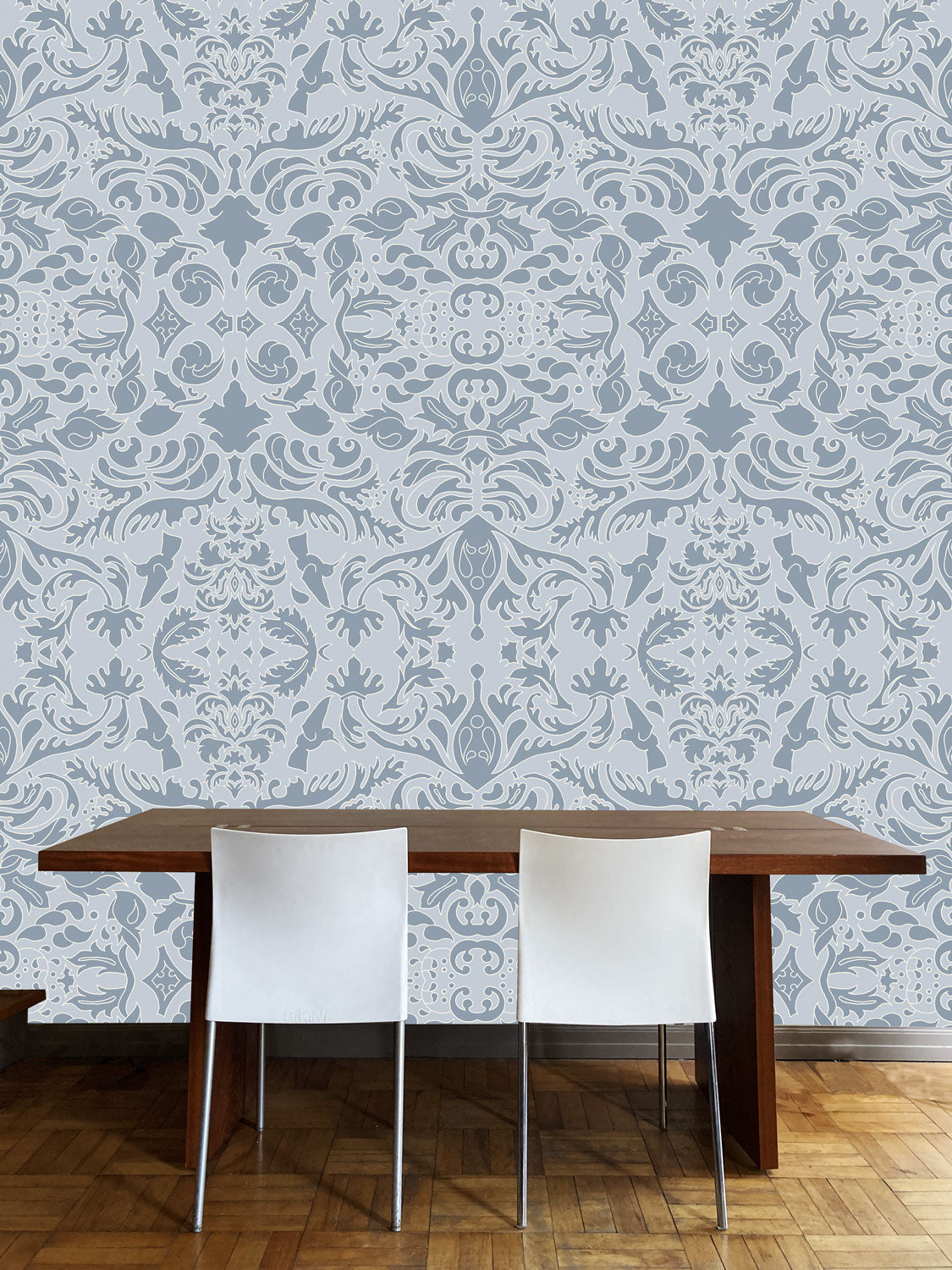 Wallpaper Hummingbird Damask Blue And Pale Blue - £37.50 per sq metre