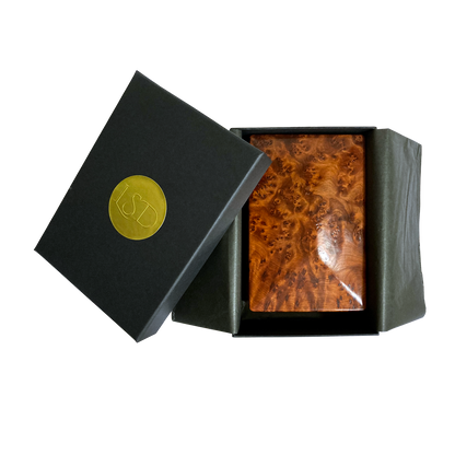 Presentation Burl Wood Box And Damask Playing Card Pack