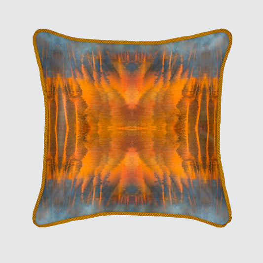 Silk Cushion - Blue Orange Water