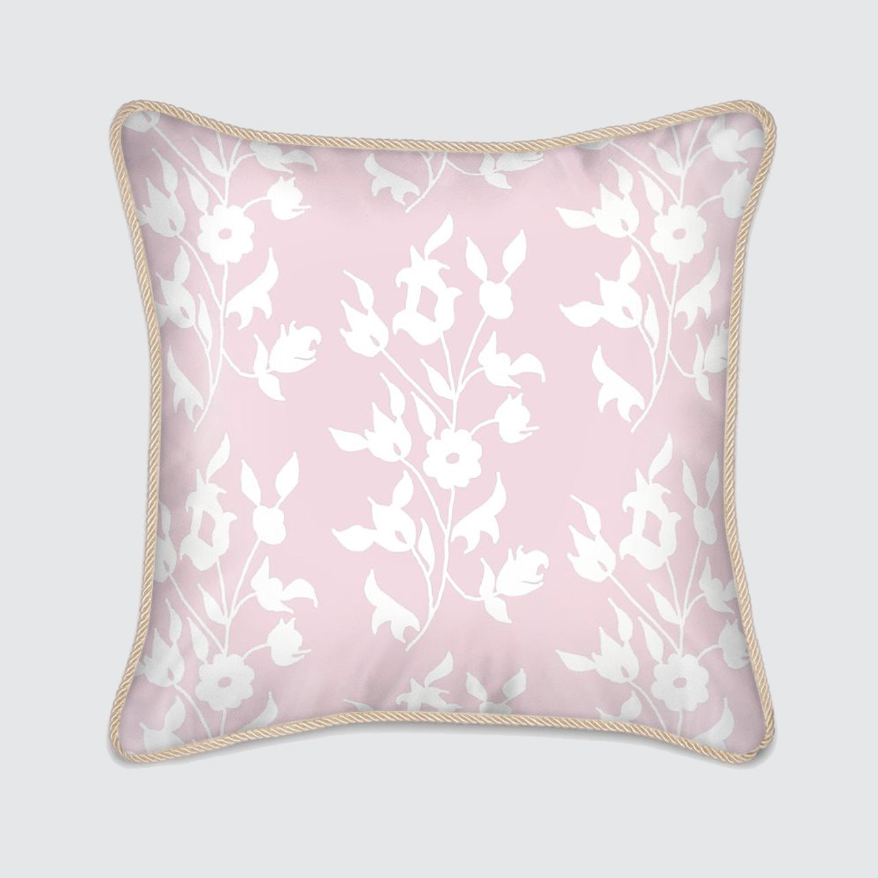 Silk Cushion - Pink With White Foliage