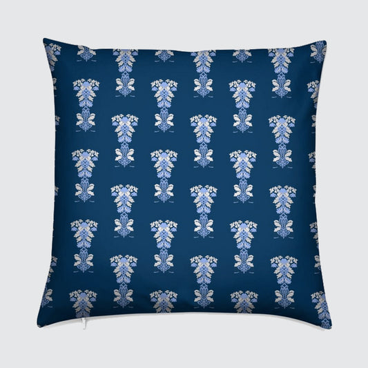 Velvet Cushion - Damask Pattern on Teal