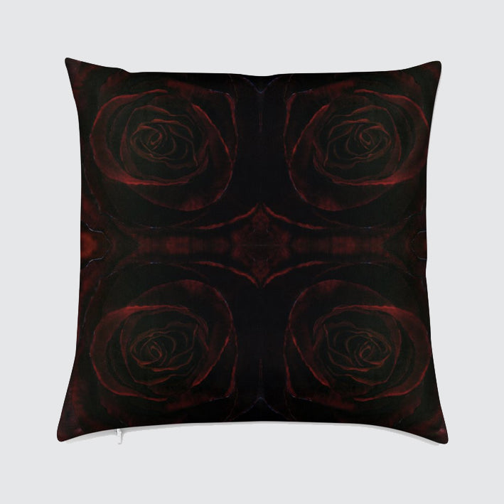 Velvet Cushion - Dark Roses