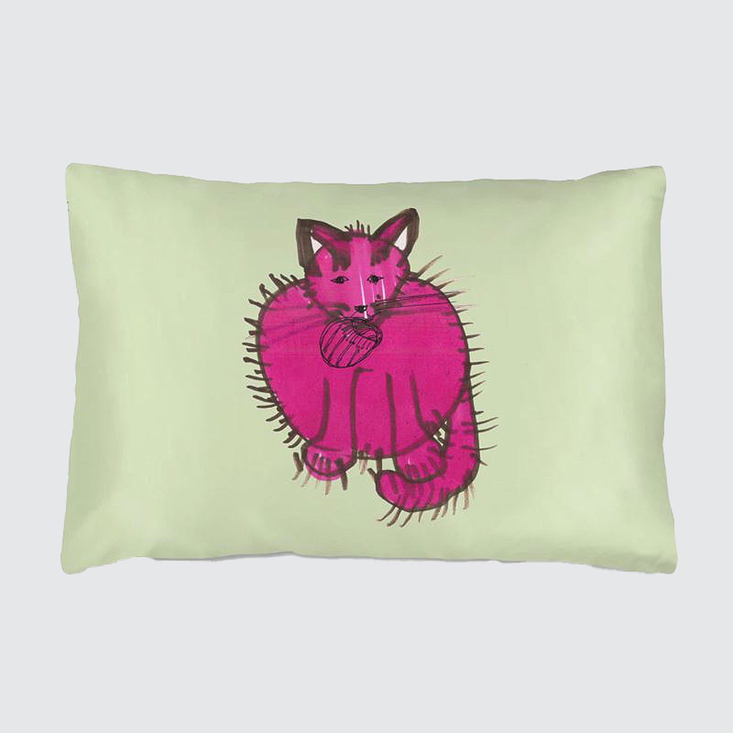 Silk Pillowcase For Children - Green and Pink - Purry With A Sock