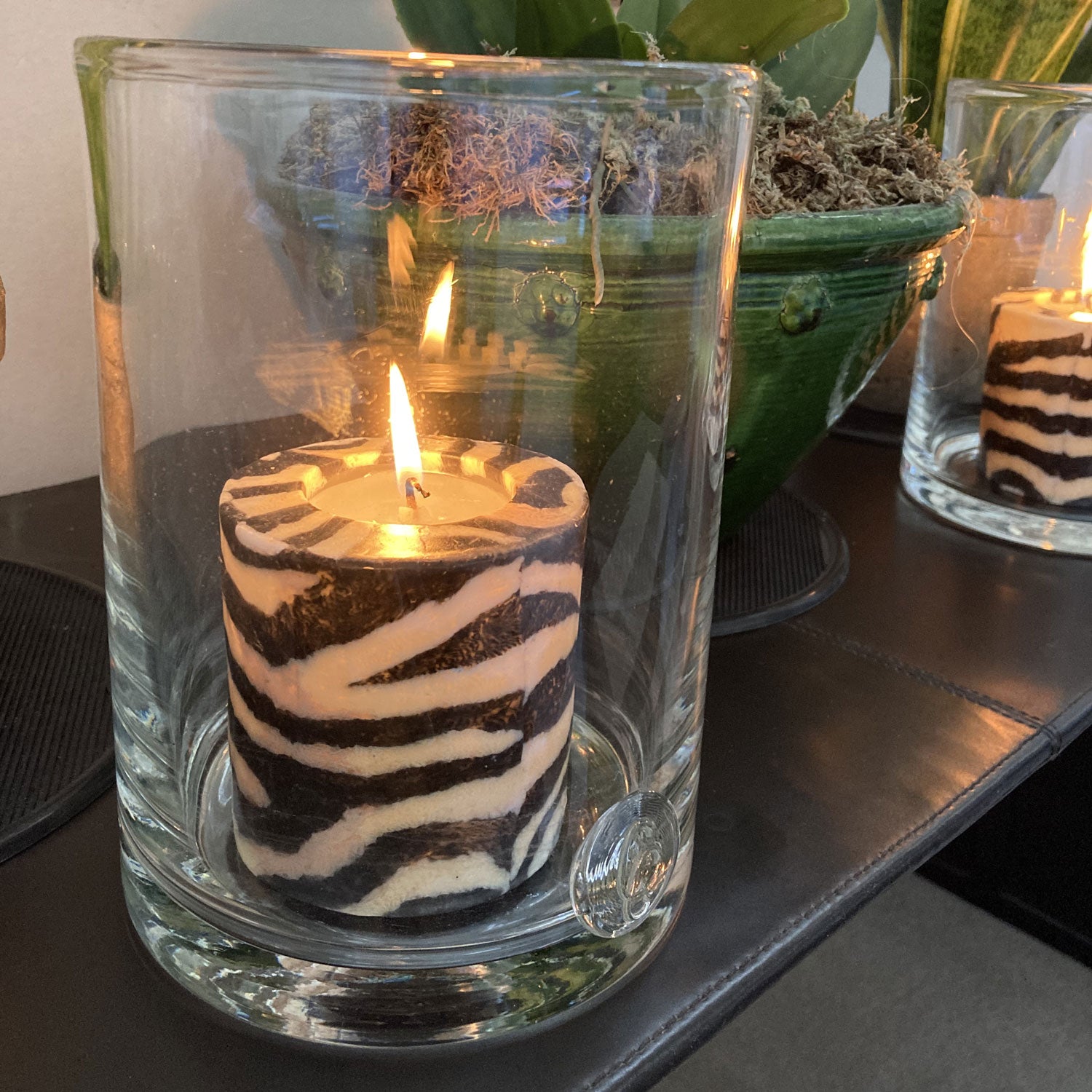 Zebra animal print pillar candle