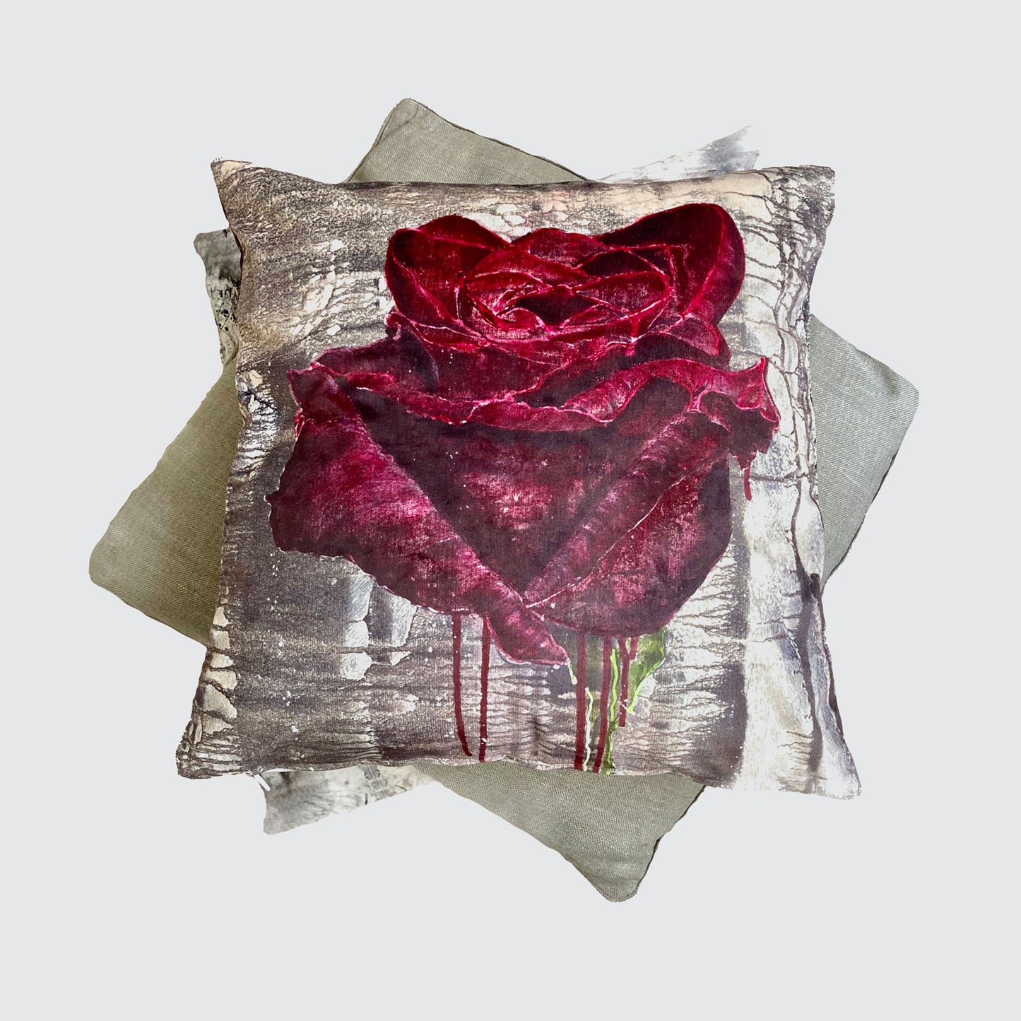 Velvet Cushion - Crimson Rose