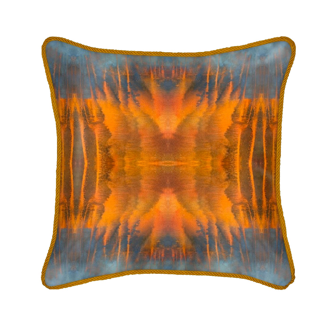 Silk Cushion - Blue Orange Water