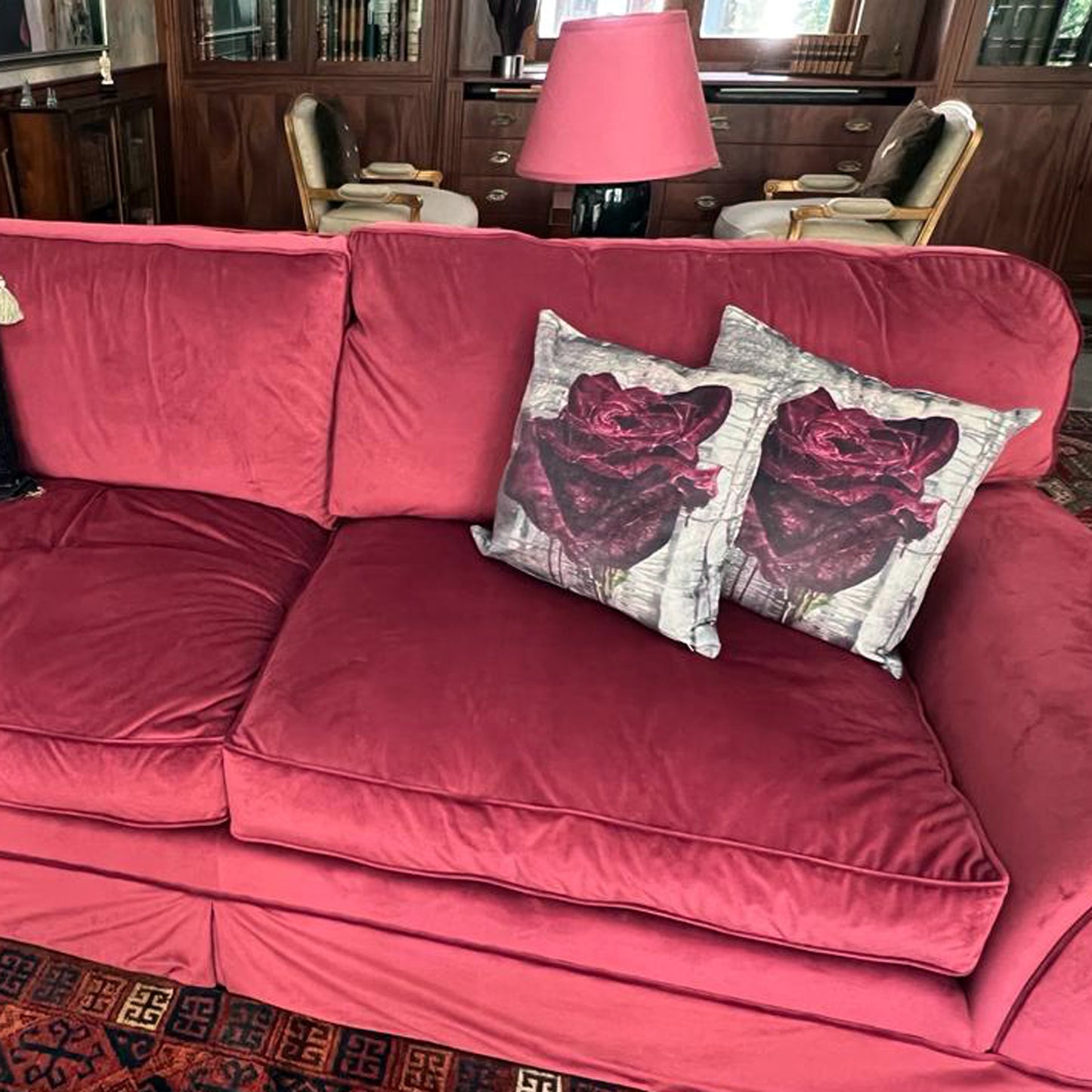 Velvet Cushion - Crimson Rose