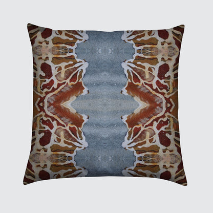 Velvet Cushion - Orange Blue Rose Detail