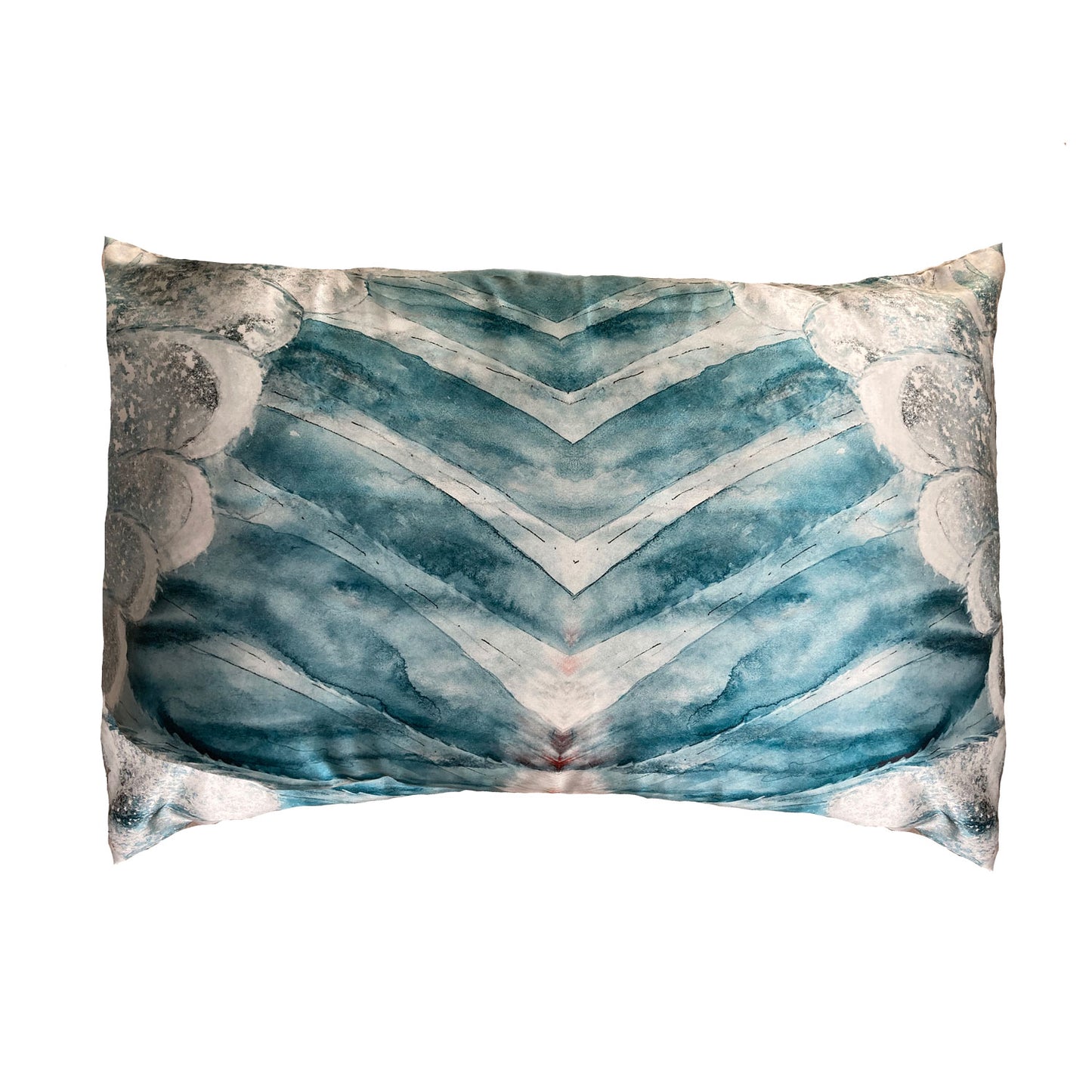 Silk Pillowcase - Aqua With Wing Design