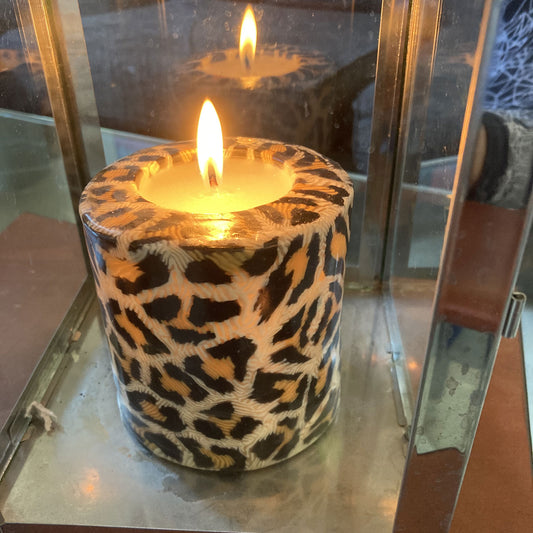 Leopard print candle