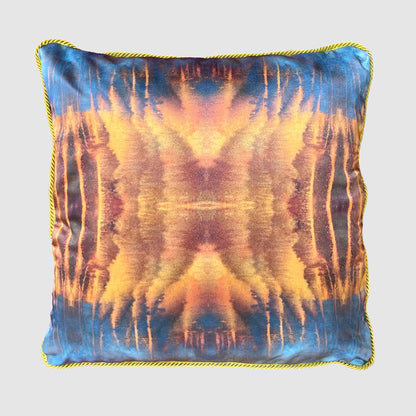 Silk Cushion - Blue Orange Water