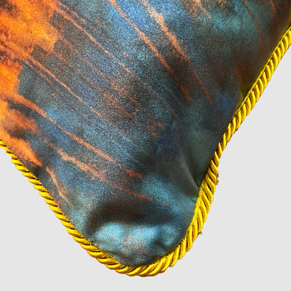Silk Cushion - Blue Orange Water
