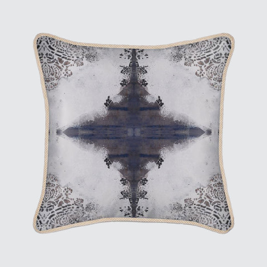 Silk Cushion - Burano Lace White And Purple Greys