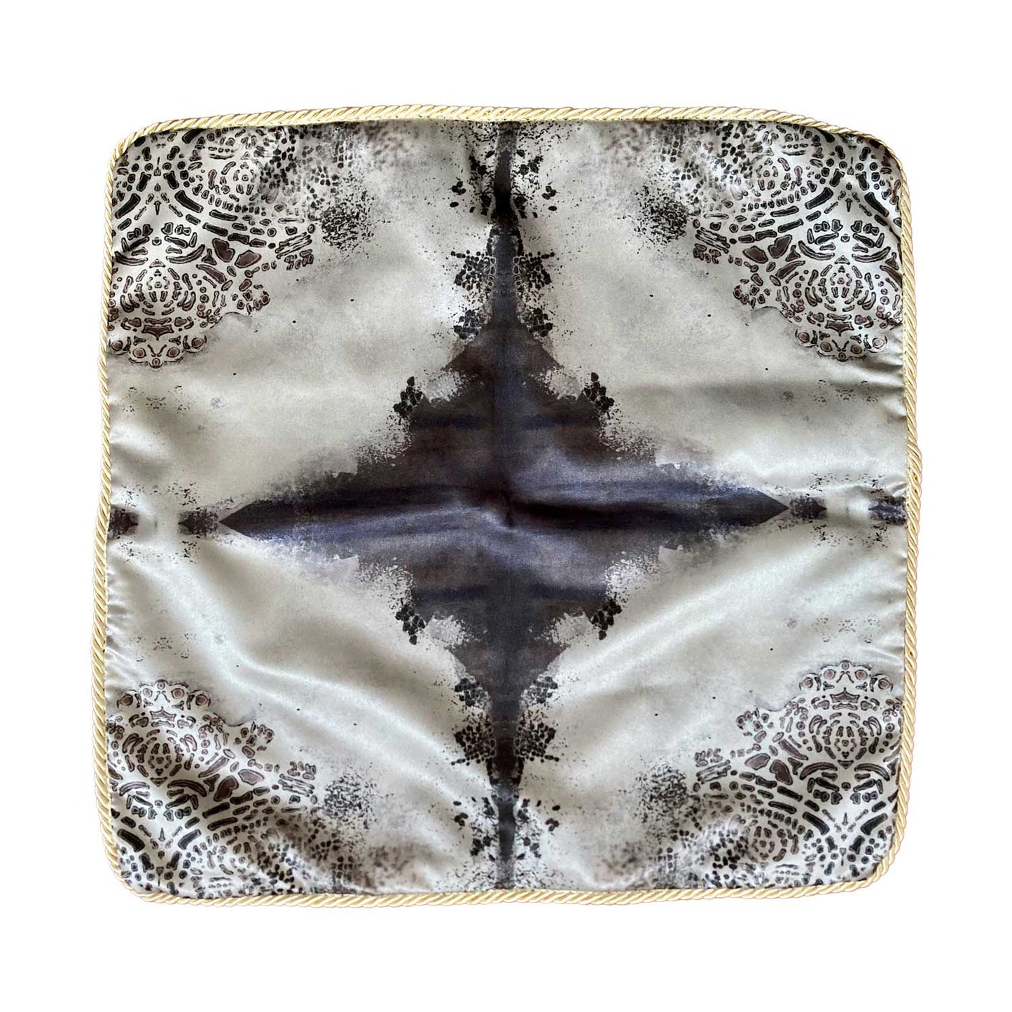 Silk Cushion - Burano Lace White And Purple Greys