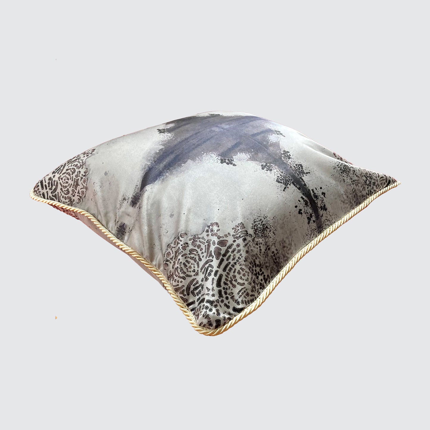 Silk Cushion - Burano Lace White And Purple Greys