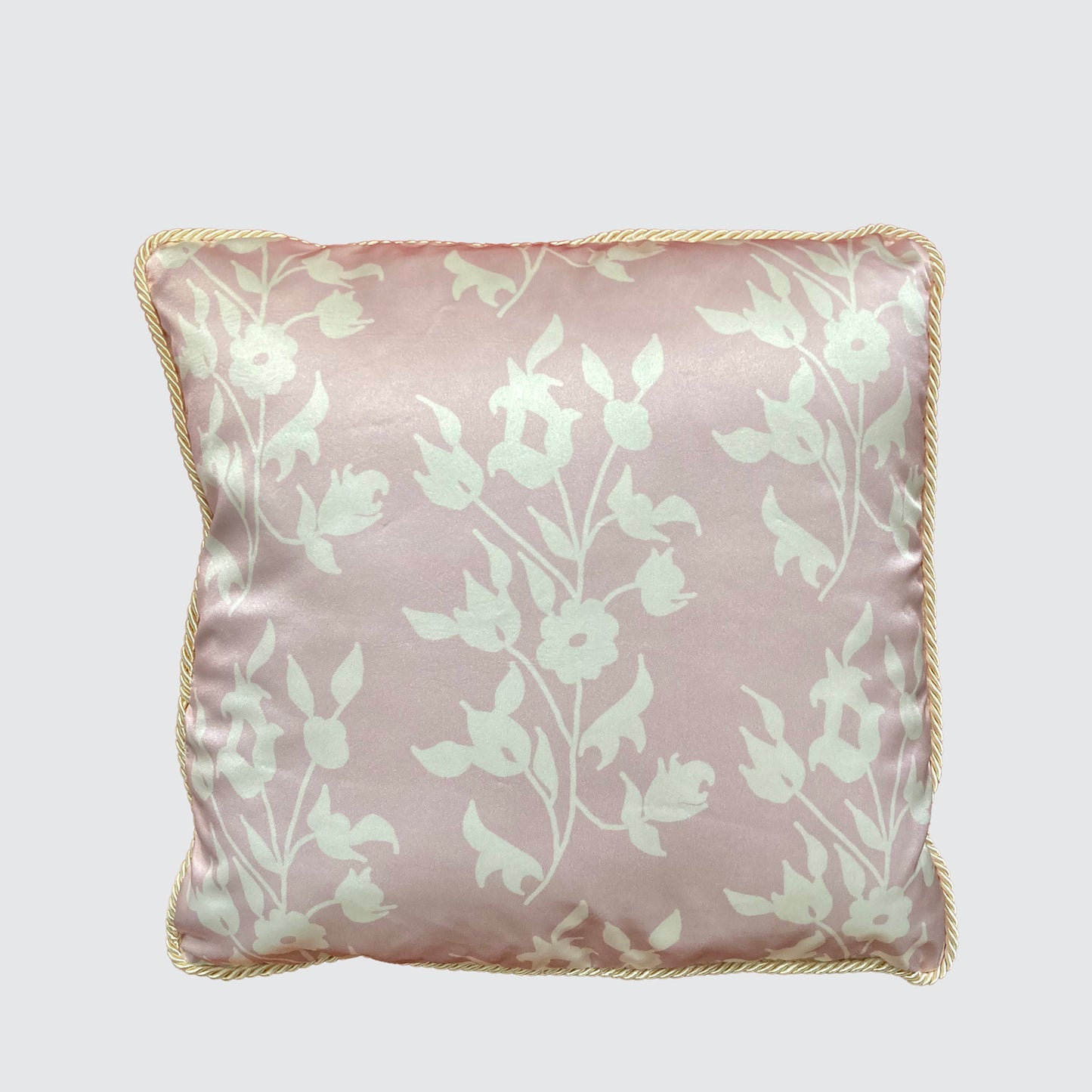 Silk Cushion - Pink With White Foliage