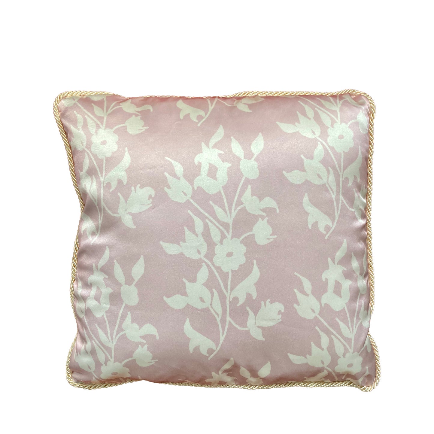 Silk Cushion - Pink With White Foliage