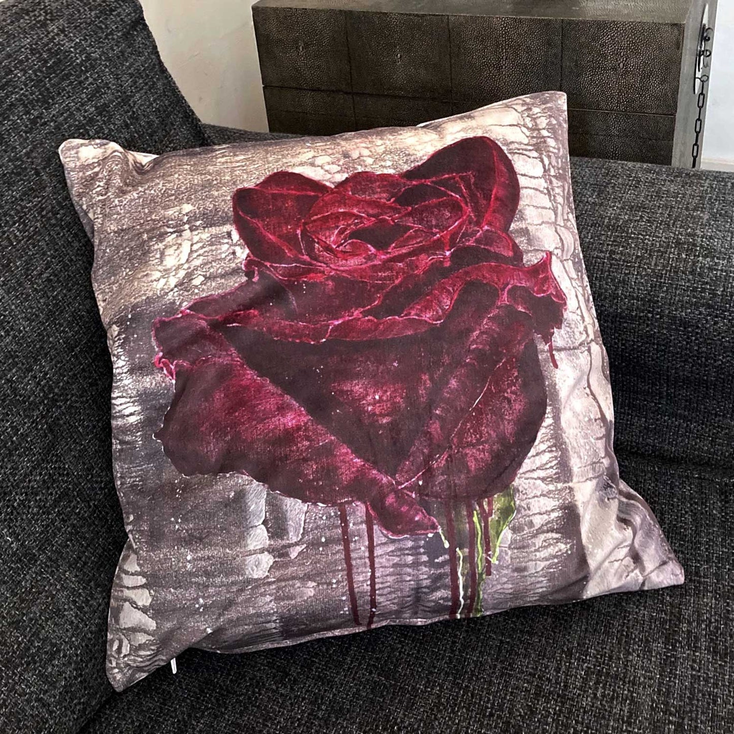 Velvet Cushion - Crimson Rose