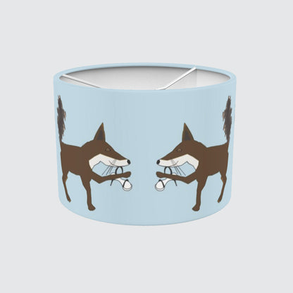 Lampshade 30cm - Pale Blue with Foxy The Fox Design