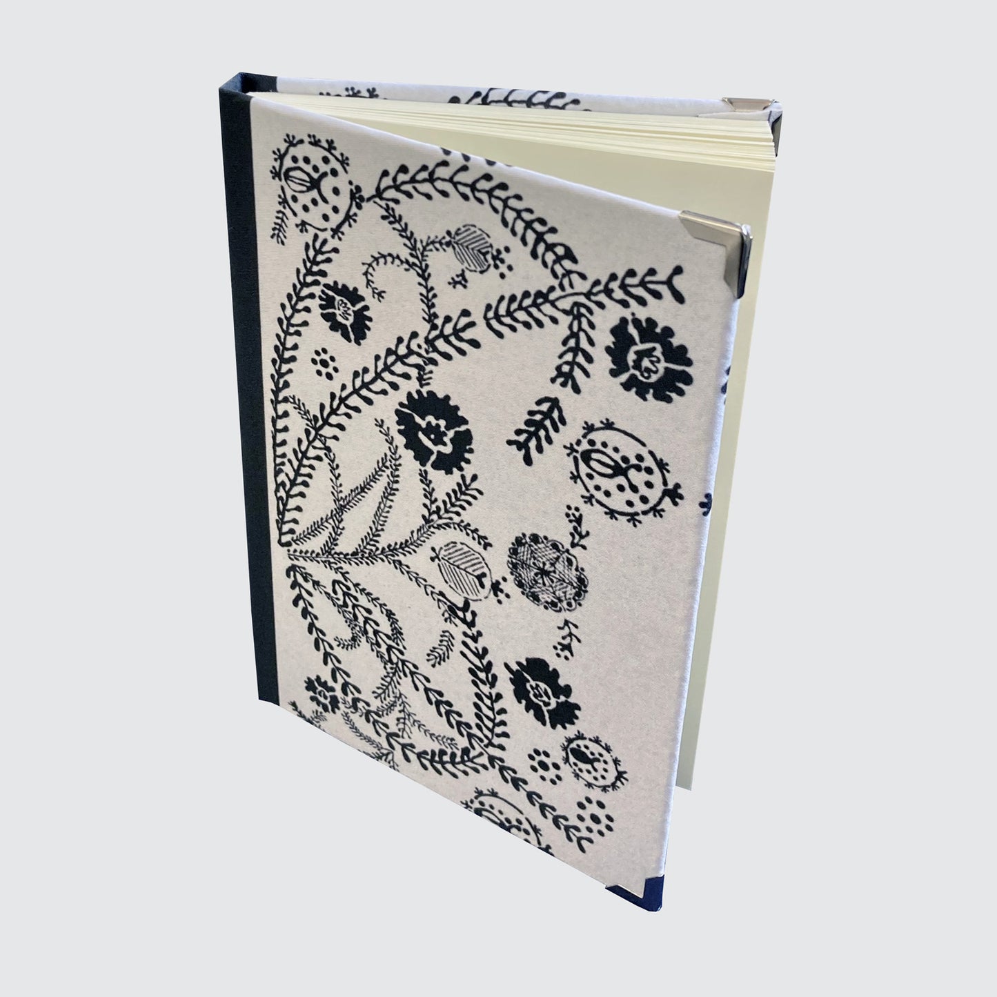 Journal - Hardback Notebook With Blank Pages - Black Foliage On White