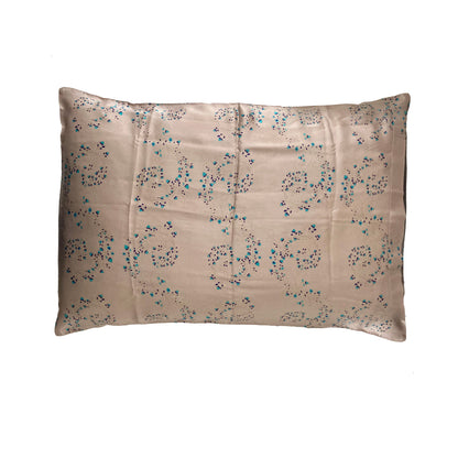 Silk Pillowcase - Pink With Fibonacci Turquoise Flowers