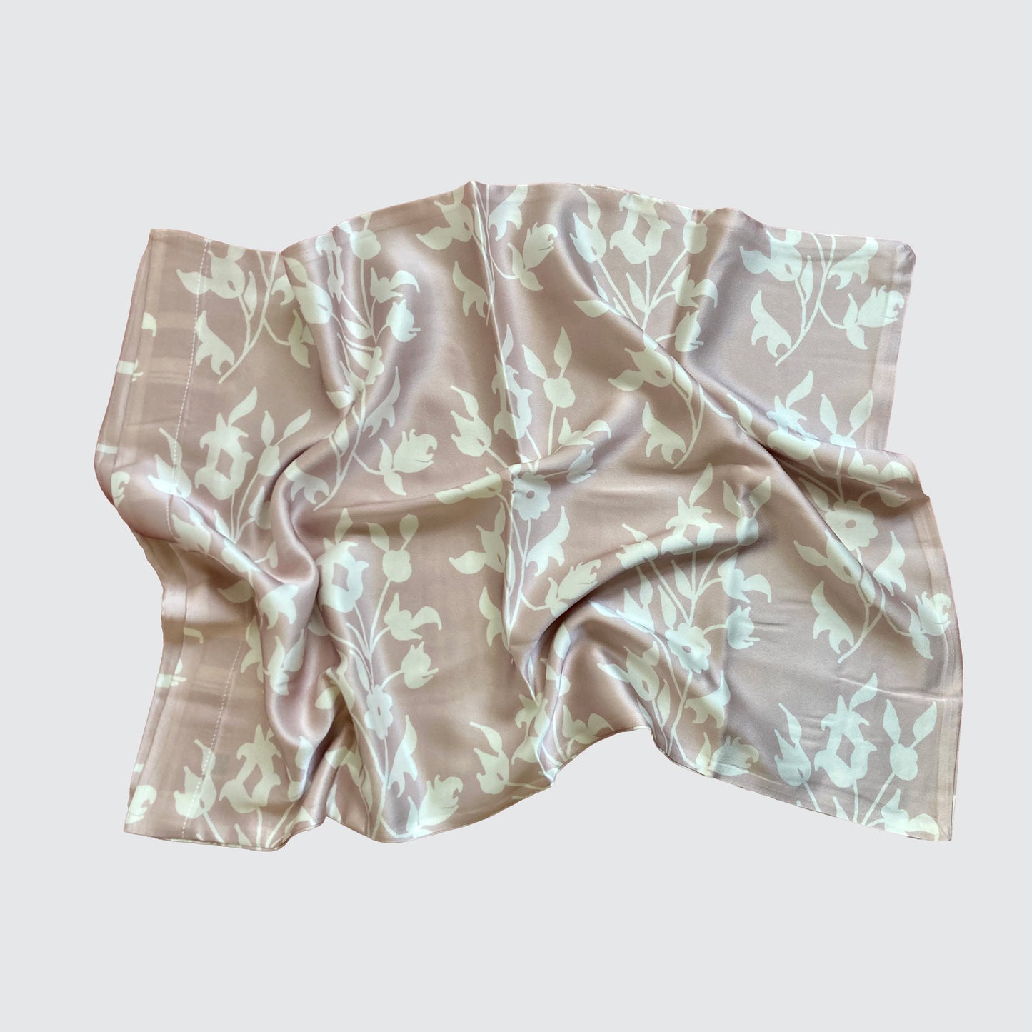 Silk Pillowcase - Pink With White Foliage