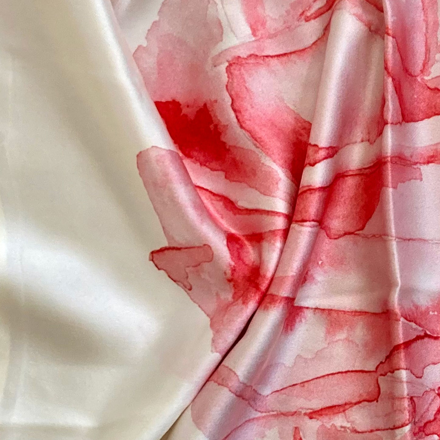 Silk Pillowcase With Red Watercolour Rose