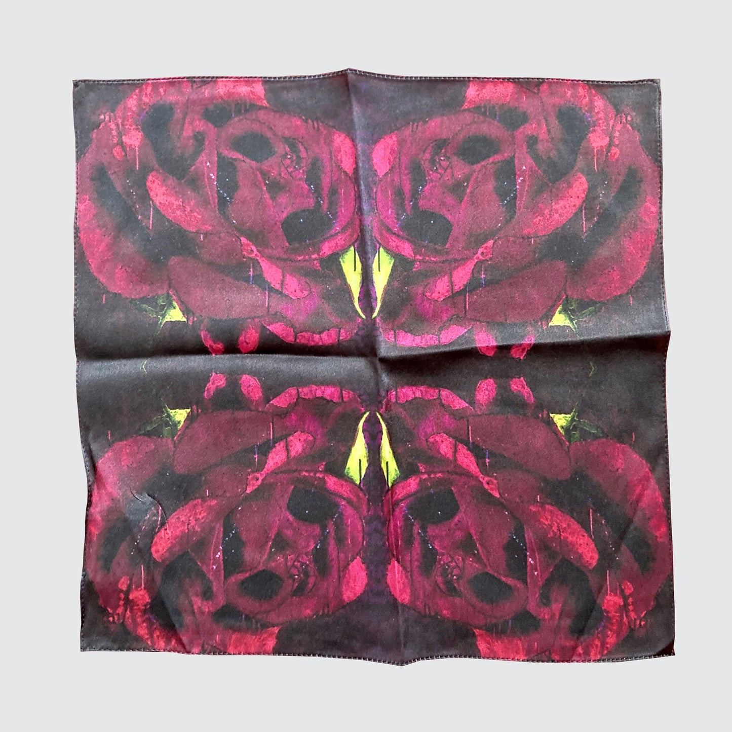 Silk Pocket Square - Red Roses - Machined Hem