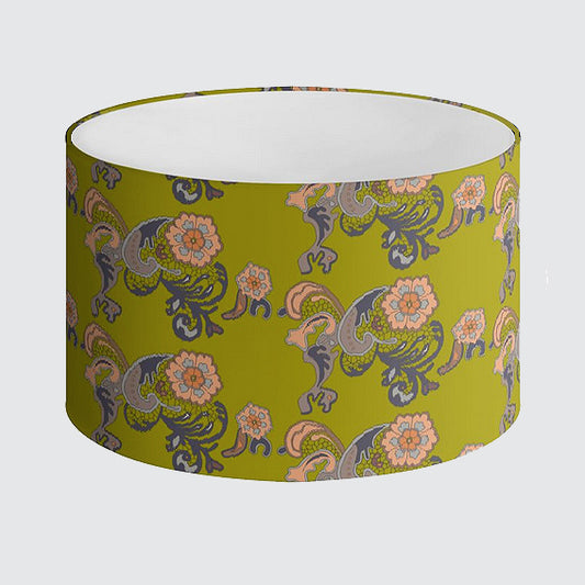 Lampshade 40cm - Orange Flowers on Chartreuse