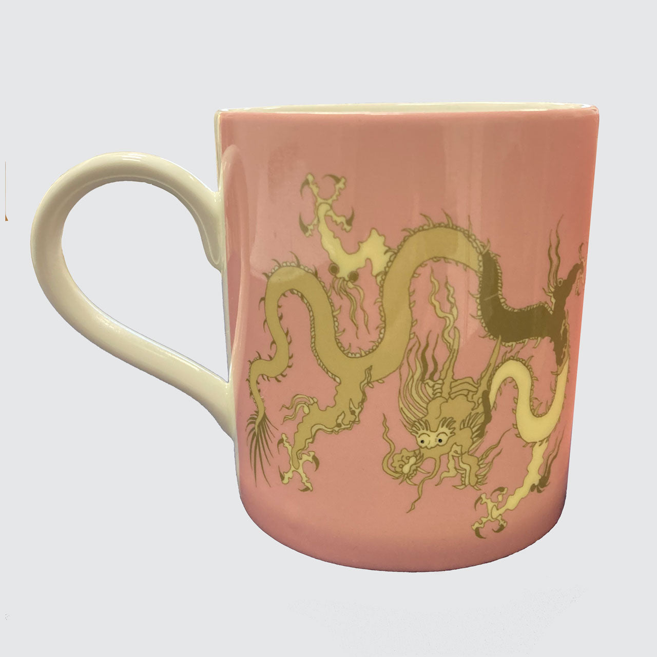 Pink Bone China Mug with Dragon