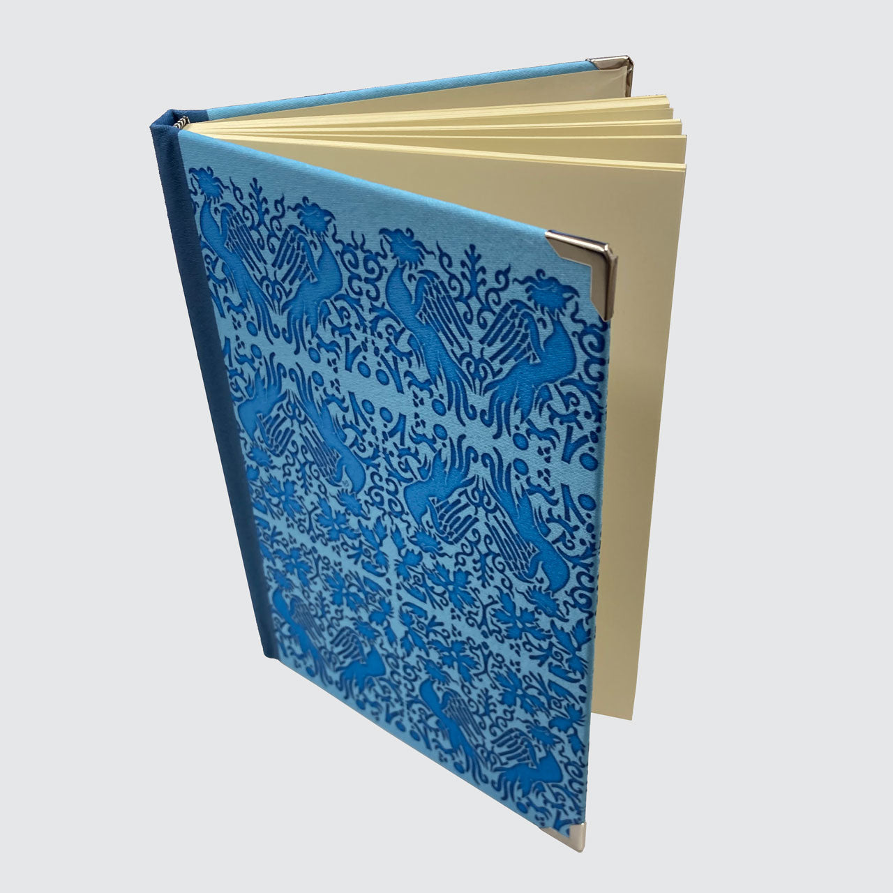 Journal - Hardback Notebook With Blank Pages - Blue Phoenix Pattern