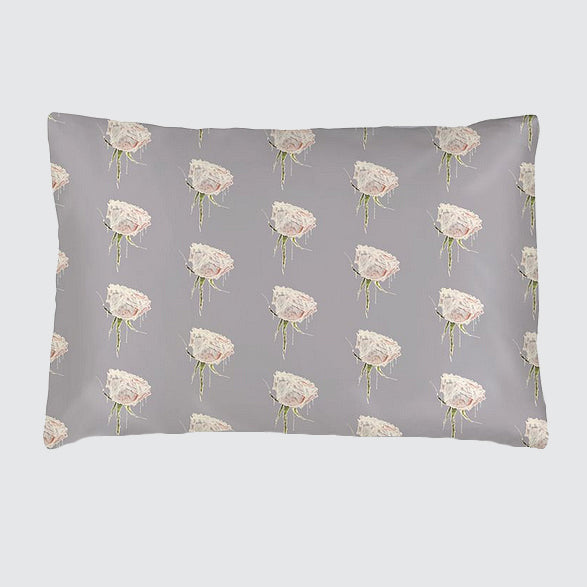 Silk Pillowcase - Lavender With White Roses