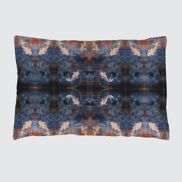 Silk Pillowcase - Blue Orange With Koi Fish Design