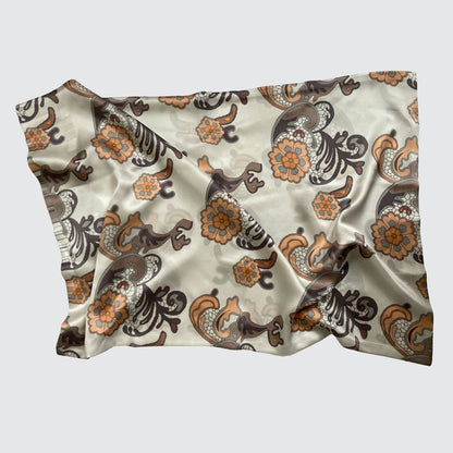 Silk Pillowcase With Orange And Tan Flower Lace Pattern