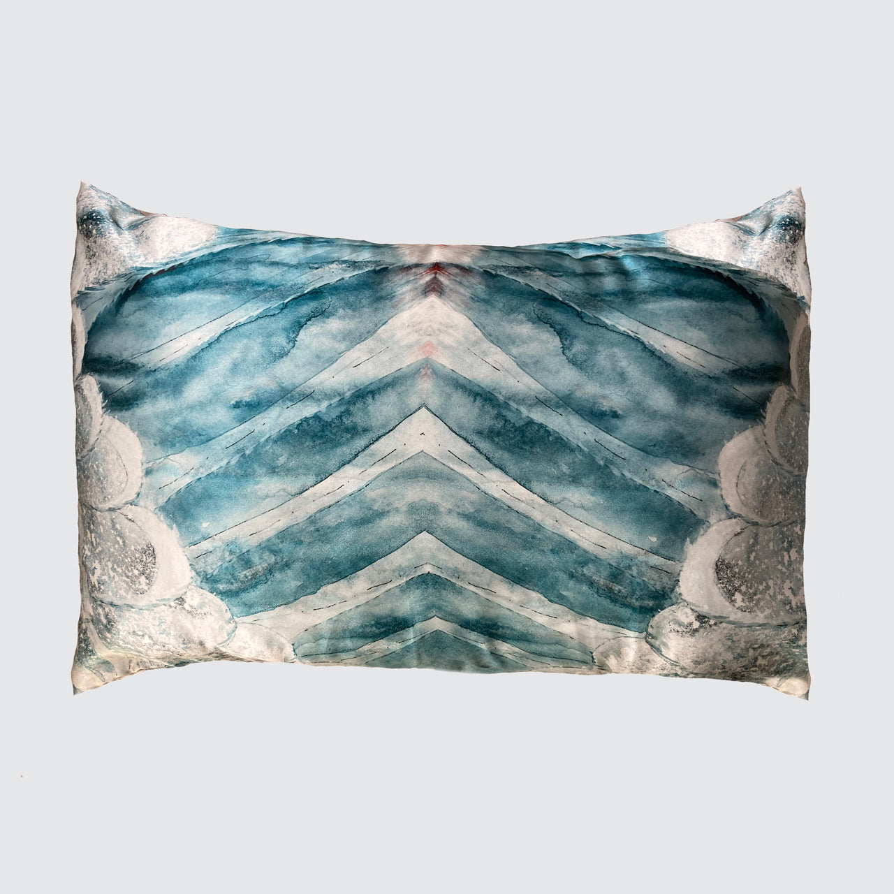 Silk Pillowcase - Aqua With Wing Design