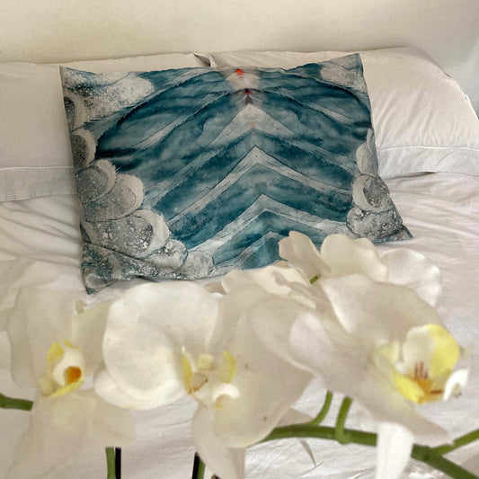 Silk Pillowcase - Aqua With Wing Design