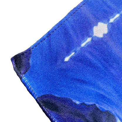 Silk Pocket Square - Blue Viola Design - Machined Hem