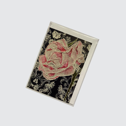 5 card pack Pink Rose Greetings Cards - single design
