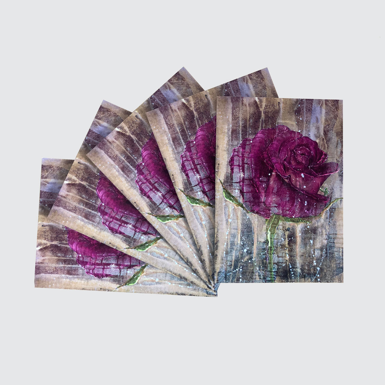 5 card pack Purple Rose Greetings Cards - single design