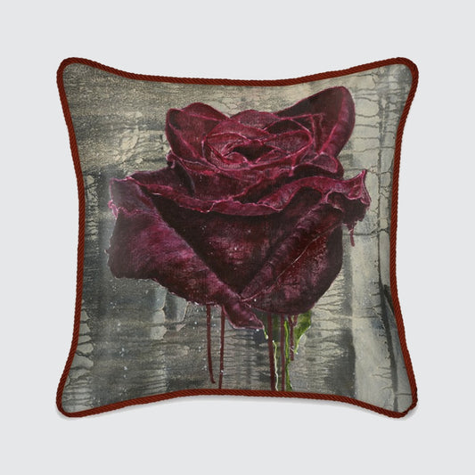 Silk Cushion - Crimson Rose