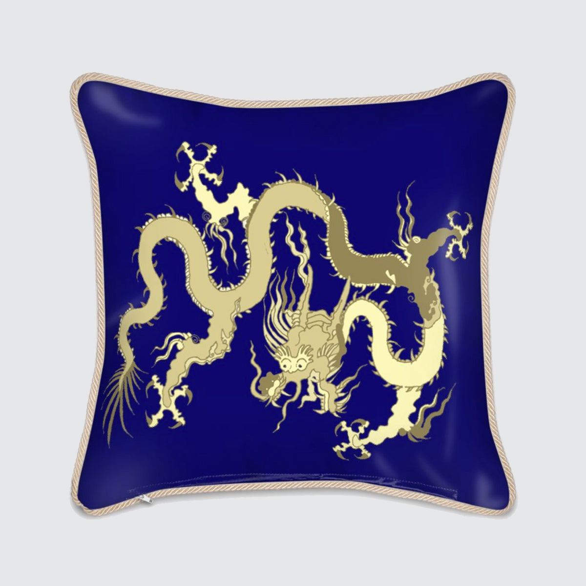 Silk Cushion - Blue with Dragon