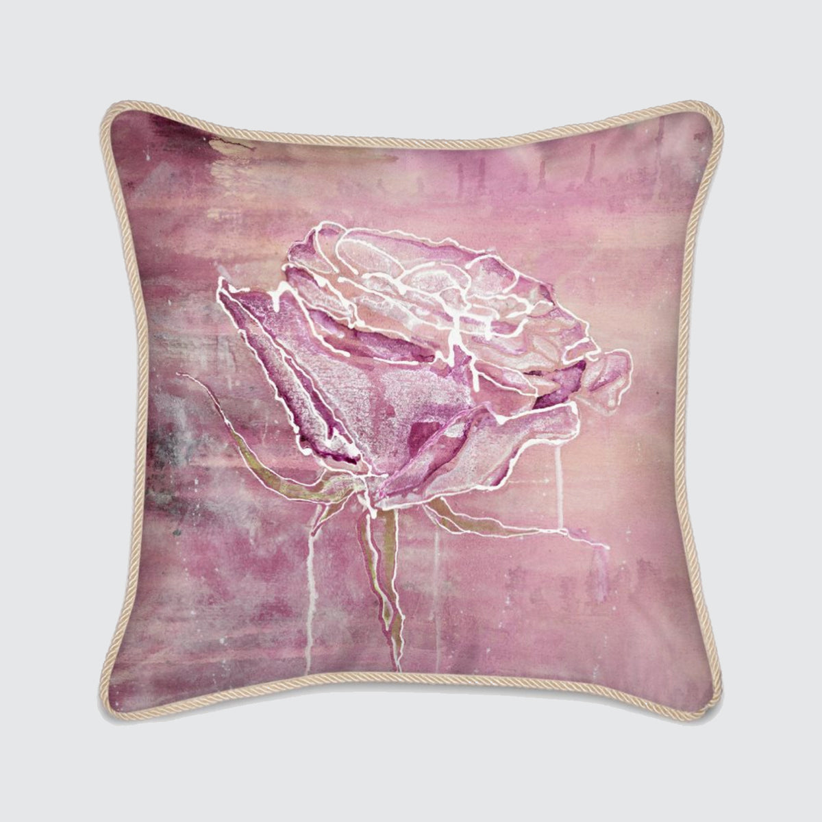 Silk Cushion Violet Pink with Rose