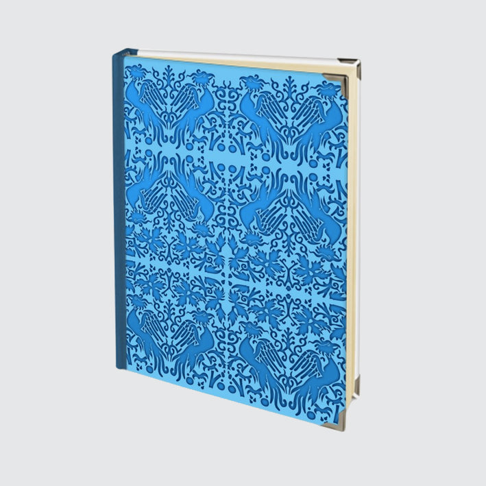 Journal - Hardback Notebook With Blank Pages - Blue Phoenix Pattern