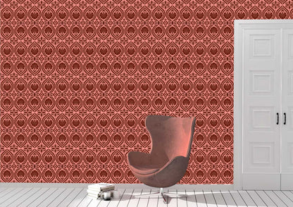 Wallpaper Acanthus and Wreath Red on Pink - £37.50 per sq metre