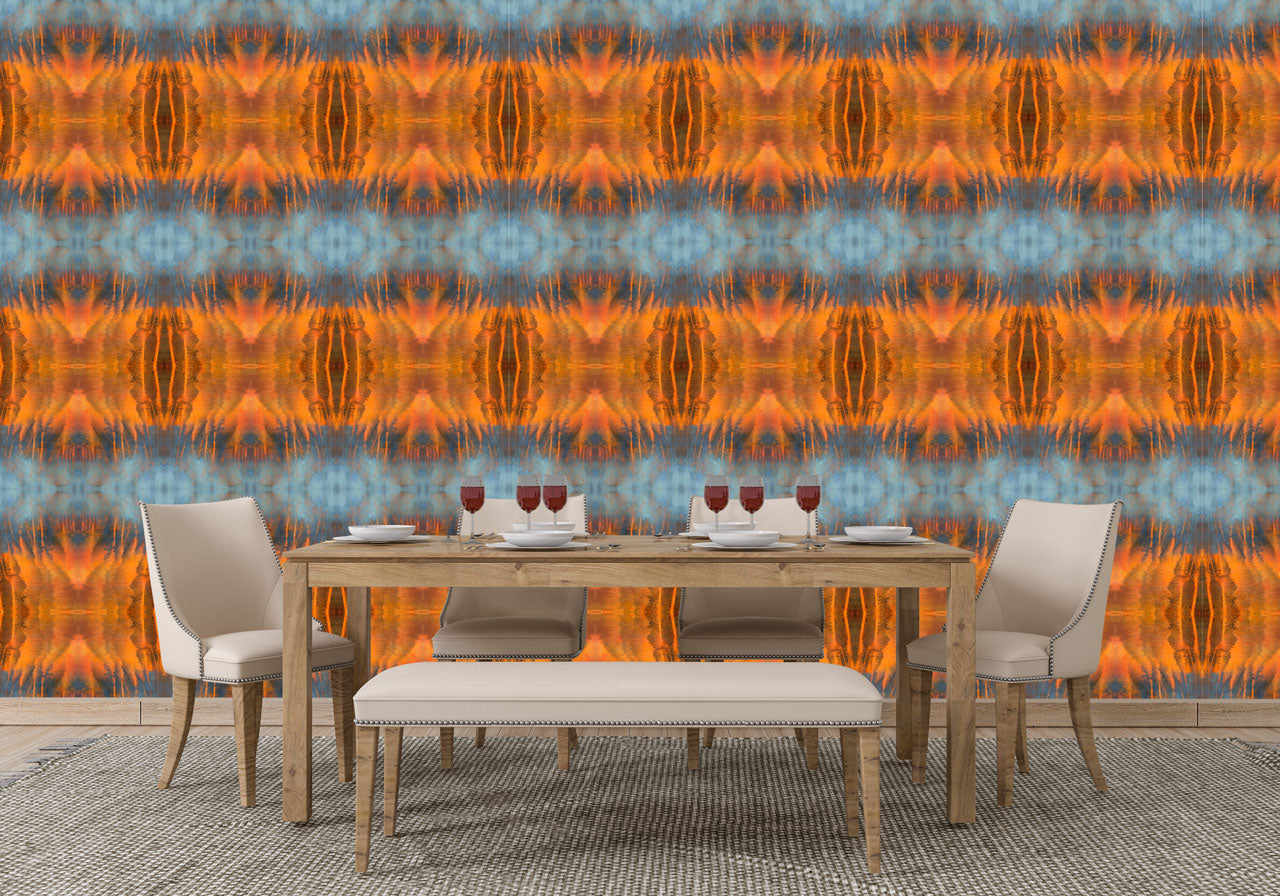 Wallpaper Blue Orange Water Abstract - £37.50 per sq metre