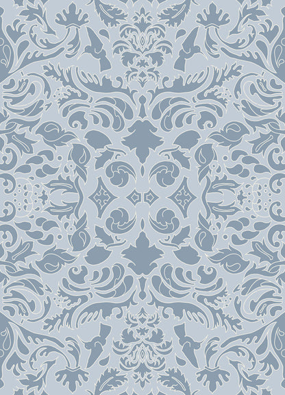 Wallpaper Hummingbird Damask Blue And Pale Blue - £37.50 per sq metre