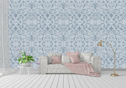Wallpaper Hummingbird Damask Blue And Pale Blue - £37.50 per sq metre