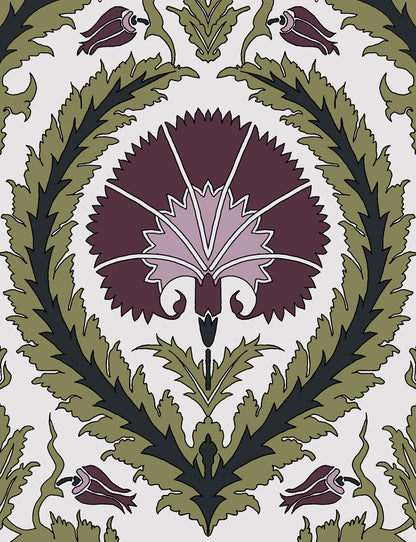 Wallpaper Acanthus and Wreath Grape on White - £37.50 per sq metre